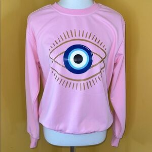 Pink Sweatshirt with Evil Eye Design